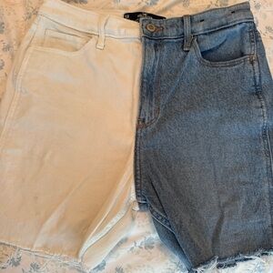 Hollister Denim and Cream Ultra High-Rise Mom Jeans